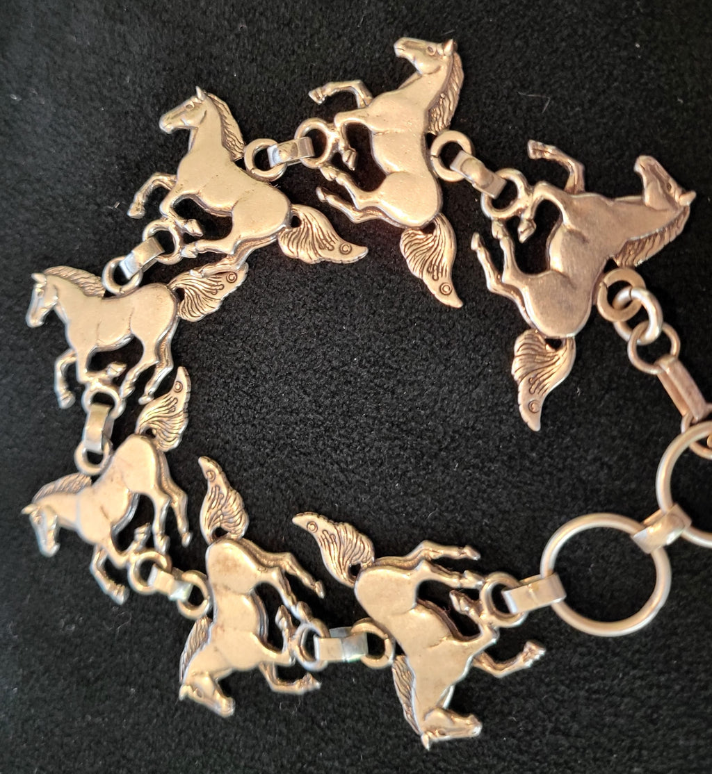Silver Bracelet with Running Horses