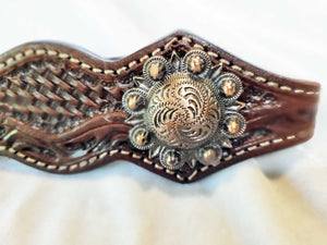 Shaped Western Bridle with Antique Finish Hardware