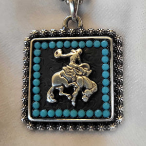 Vintage Style Bronc Rider Necklace & Earrings