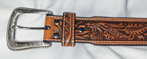 Nocona Western Belt with Rich Sunflower Tooling