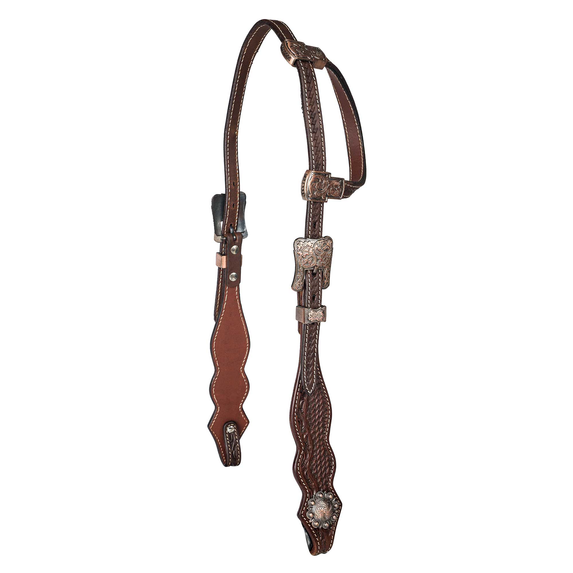 Shaped Western Bridle with Antique Finish Hardware