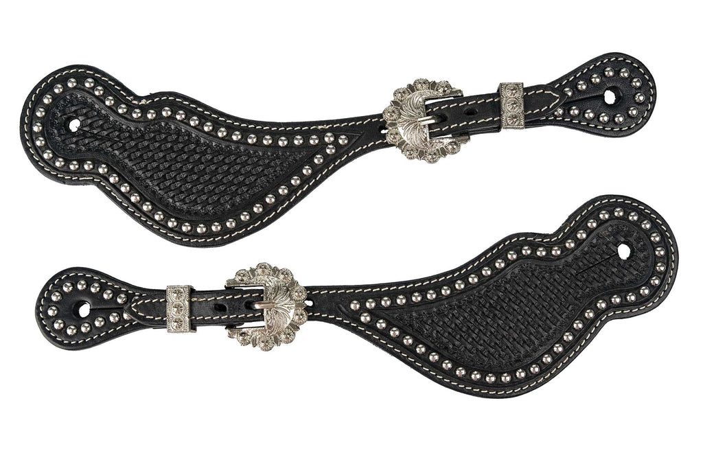 Shaped Western Spur Straps with Nail Head Trim