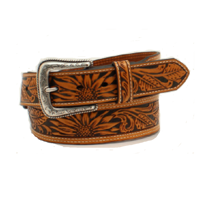 Nocona Western Belt with Rich Sunflower Tooling