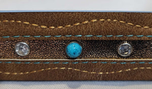 Catchfly Narrow Western Belt with Crystals & Faux Turquoise